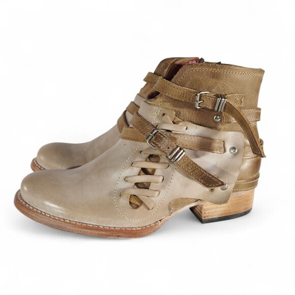 Freebird by Steven Belfast Leather Ankle Boots Women's 6 Cream - Picture 2 of 11